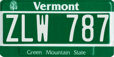 VT license plate ZLW787