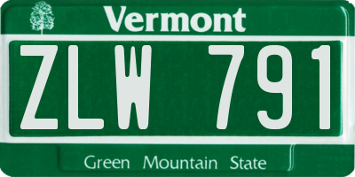 VT license plate ZLW791