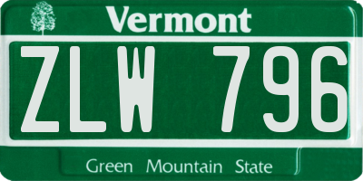 VT license plate ZLW796