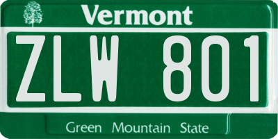 VT license plate ZLW801