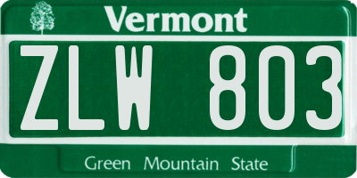 VT license plate ZLW803