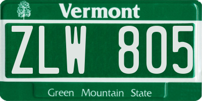 VT license plate ZLW805