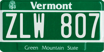 VT license plate ZLW807