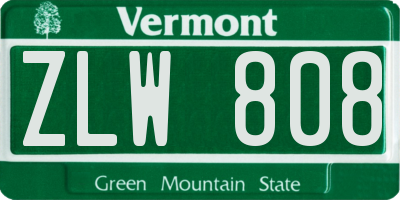 VT license plate ZLW808
