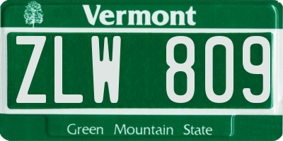 VT license plate ZLW809