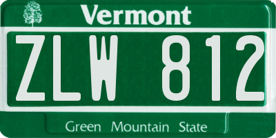 VT license plate ZLW812