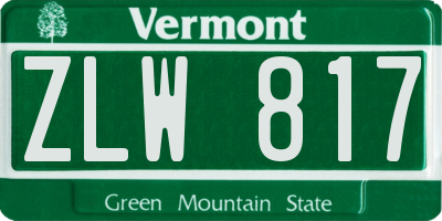 VT license plate ZLW817