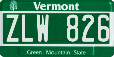 VT license plate ZLW826