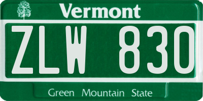 VT license plate ZLW830