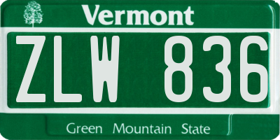 VT license plate ZLW836