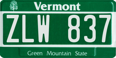VT license plate ZLW837