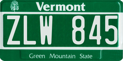 VT license plate ZLW845