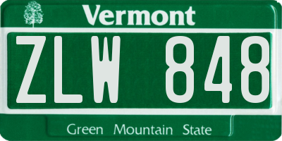 VT license plate ZLW848