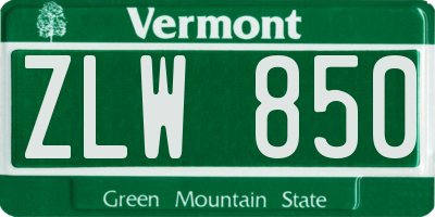 VT license plate ZLW850