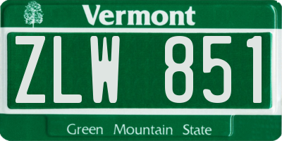 VT license plate ZLW851