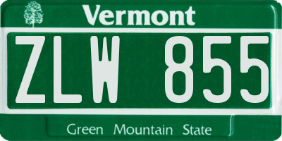 VT license plate ZLW855