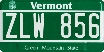 VT license plate ZLW856