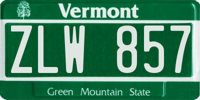 VT license plate ZLW857