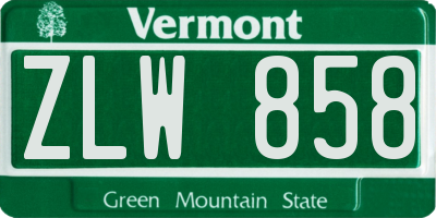VT license plate ZLW858
