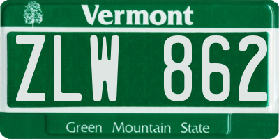 VT license plate ZLW862