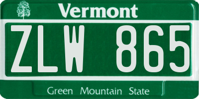 VT license plate ZLW865