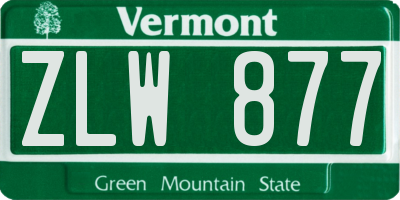 VT license plate ZLW877