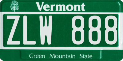 VT license plate ZLW888