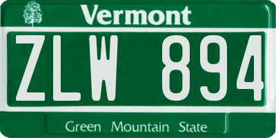 VT license plate ZLW894