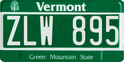 VT license plate ZLW895