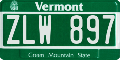 VT license plate ZLW897