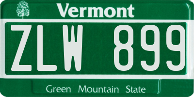 VT license plate ZLW899
