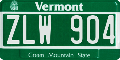 VT license plate ZLW904