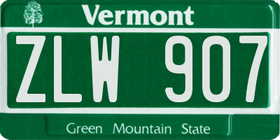 VT license plate ZLW907