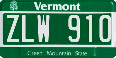 VT license plate ZLW910