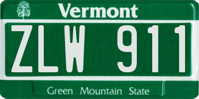 VT license plate ZLW911