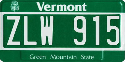 VT license plate ZLW915