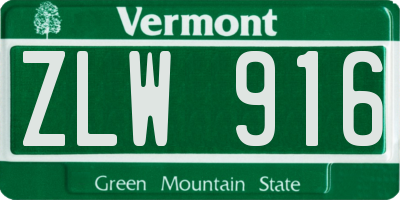 VT license plate ZLW916