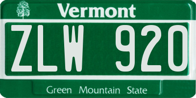 VT license plate ZLW920