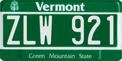 VT license plate ZLW921