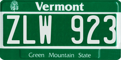 VT license plate ZLW923
