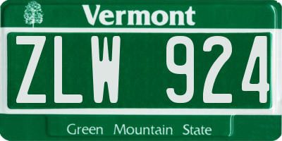 VT license plate ZLW924