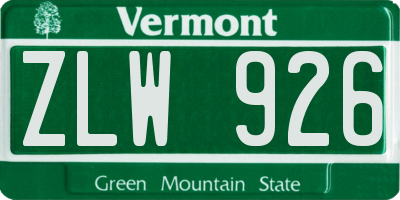 VT license plate ZLW926