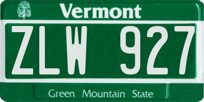 VT license plate ZLW927