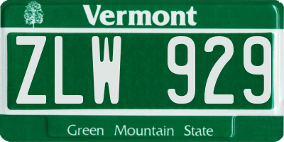 VT license plate ZLW929