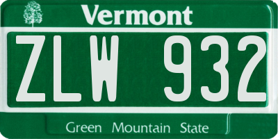 VT license plate ZLW932
