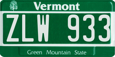 VT license plate ZLW933