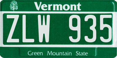 VT license plate ZLW935