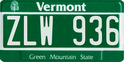 VT license plate ZLW936
