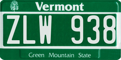 VT license plate ZLW938