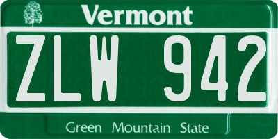 VT license plate ZLW942